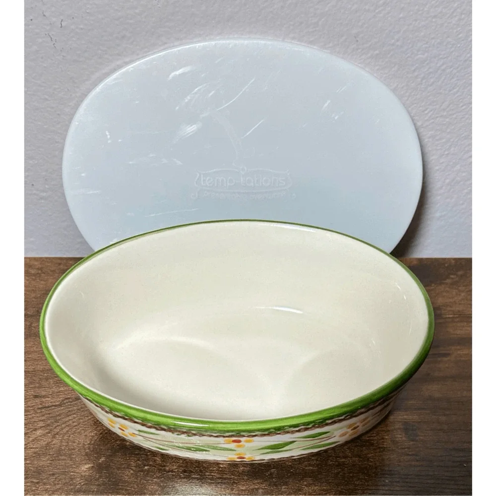 QVC Temp-tations by Tara Old World Green Oval Baker (7”) w/ lid